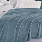 Walensee Fleece Blanket Plush Throw Fuzzy Lightweight (Throw Size 50x60 Washed Blue/Slate Blue/Grey Blue) Super Soft Microfiber Flannel Blankets for Couch, Bed, Sofa Warm and Cozy for All Seasons