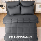Love's cabin Twin Comforter Set Soot Grey, 5 Pieces Twin Bed in a Bag, All Season Bedding Sets with 1 Comforter, 1 Flat Sheet, 1 Fitted Sheet, 1 Pillowcase and 1 Pillow Sham