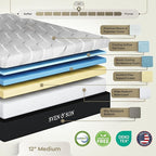 Sven and Son Essential Adjustable Bed Base (Frame) + 12 inch Memory Foam Matt (Medium), Easy Assembly, Head and Foot Lift, Memory Positions, Zero Gravity, Wireless Remote - Queen
