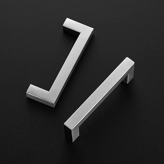Ravinte 10 Pack Brushed Nickel Kitchen Cabinet Handles 3-3/4 Inch Cabinet Pulls Square Kitchen Hardware for Cabinet Drawer Pulls Drawer Handles Come with Screwdriver