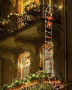 Toodour LED Christmas Lights - 10ft Christmas Decorative Ladder Lights with Santa Claus, Xmas Decorations Light for Indoor Outdoor, Window, Garden, Home, Wall, Xmas Tree Decor - White & Red