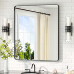 TETOTE Black Vanity Mirror 30 x 36 Inch Matte Metal Black Frame Mirror for Wall, Tempered Glass, Modern Farmhouse Wall Mounted Mirror for Decorative(Horizontal/Vertical)