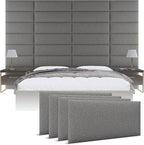 Vänt Upholstered Wall Panels - Queen/Full Size Wall Mounted Headboards - Boucle Grey - Set of 4 Panels (Each Individual Panel 30"x11.5")