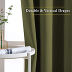 NICETOWN 50% Room Darkening Olive Sliding Glass Curtains 2 Panels Set - Window Treatment Thermal Insulated Grommet Light Blocking Sound Reducing Drapes for Bedroom/Living Room, W80 x L84