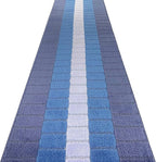 Custom Size Coastal Nautical Style Runner Rug Carpet for Hallway Entryway, Slip Resistant Latex Rubber Backed, 31 inch Wide X Customized Length, Squares Blue, 31 inch X 40 feet