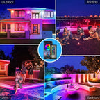 300Ft Outdoor LED Strip Lights Waterproof,Music Sync RGB IP68 Outside Led Light Strips Waterproofs with App and Remote,Exterior Led Rope Lights Waterproof for Deck,Balcony,Roof,Garden,Pool