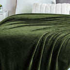 Walensee Fleece Blanket Plush Throw Fuzzy Lightweight (Queen Size 90x90 Olive Green) Super Soft Microfiber Flannel Blankets for Couch, Bed, Sofa Ultra Luxurious Warm and Cozy for All Seasons
