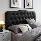 Modway Annabel Tufted Button Faux Leather Upholstered Queen Headboard in Black