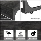 TUTOTAK C Shaped End Table with Charging Station, Side Table for Sofa, Couch Table with Storage Bag, TV Tray Table with 2 USB Ports and Outlets for Living Room, Bedroom, TB01BY024