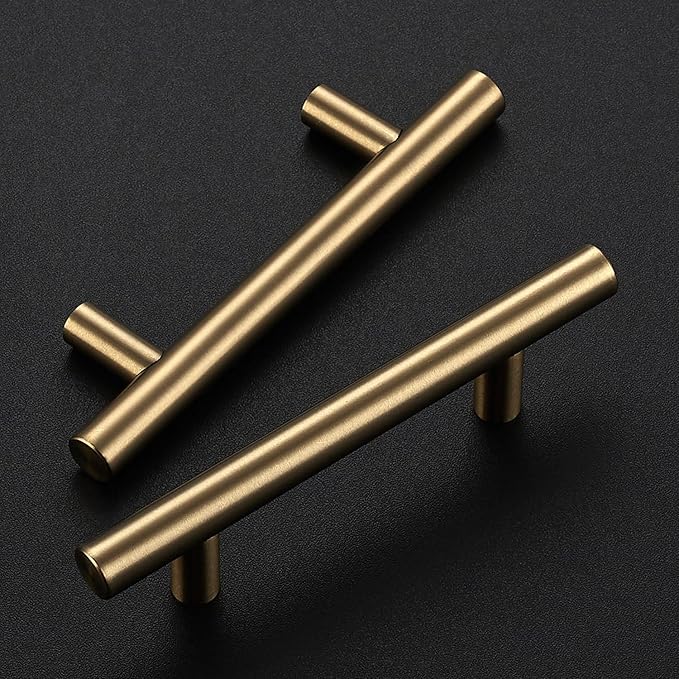 Ravinte 6 Pack 5 Inch Cabinet Pulls Champagne Bronze Stainless Steel Kitchen Drawer Pulls Cabinet Handles 5 InchLength, 3 Inch Hole Center