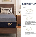 EGOHOME 12 Inch Twin XL Mattress, Copper Gel Cooling Memory Foam Mattress for Back Pain Relief,Therapeutic Mattress Bed in a Box, Made in USA, CertiPUR-US Certified, 38x80x12 Black