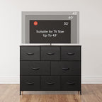 WLIVE 8 Drawer Dresser for Bedroom, Fabric Black Dresser with Large Storage Drawer Unit for Entryway, Chest of Drawers for Living Room