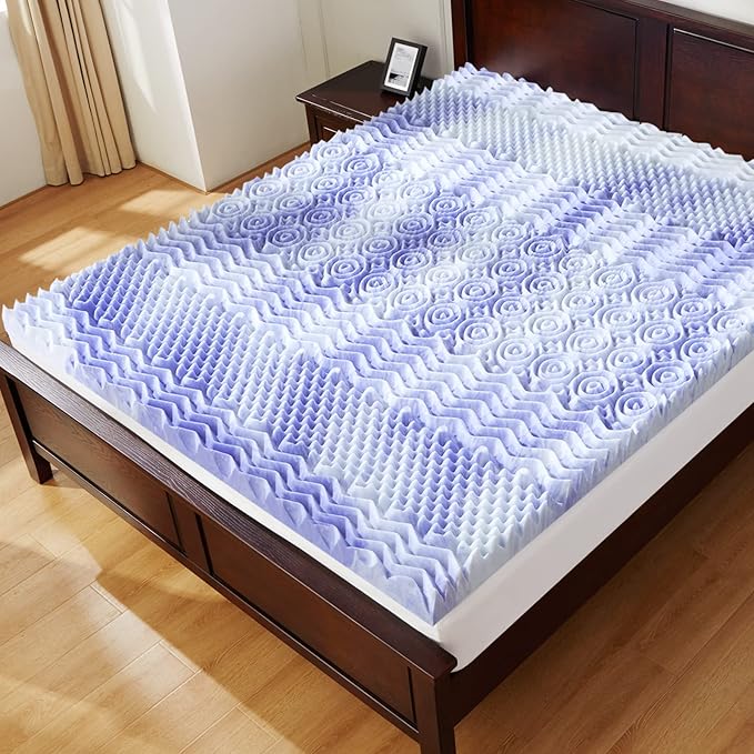 Dreamsmith 4 Inch 7-Zone Full Memory Foam Mattress Topper, Cooling Gel Infused Foam Mattress Pad, Full Size Bed, CertiPUR-US Certified