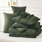 Bedsure Twin XL Comforter Set - Extra Long 5 Pieces Dorm Bedding Sets, GentleSoft™ Pinch Pleat Olive Green Bed in a Bag with Pintuck Comforter, Sheets, Pillowcase & Sham