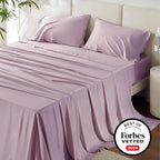 Bedsure Queen Sheet Set, Rayon Derived from Bamboo, Cooling Sheets, Breathable & Soft, Deep Pocket Up to 16 Inches, Hotel Luxury Silky Bedding for Hot Sleepers, Lavender
