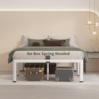 MAF 14 Inch Queen Metal Platform Bed Frame White with Round Corner Legs, 3000 LBS Heavy Duty Steel Slats Support, Noise Free, No Box Spring Needed, Easy Assembly