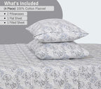 RUVANTI Flannel Sheets Queen Size - 100% Cotton Double Brushed Bed Sheets, Deep Pockets 16 Inches Queen Sheet Set, All Seasons Breathable & Extra Soft - Warm & Cozy, 4 Piece, Pacific