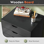 DEVAISE 7-Drawer Chest, Wood File Cabinet with Wheels, Black