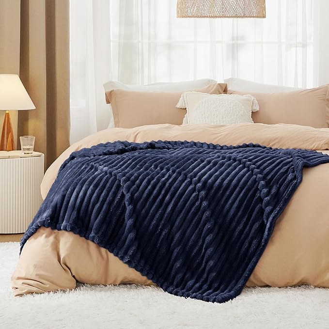 Bedsure GentleSoft Blue Fleece Blanket for Couch - Cozy Soft Blankets for Women, Cute Small Throws for Girls, 50x60 Inches