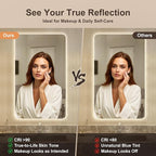 40‘’x30'' Lighted Mirrors for Bathroom Wall Backlit Rectangular Rounded Corners, LED Bathroom Mirror Frameless with Lights Anti Fog, Dimmable, 3 Colors,Tempered Glass, Shatter-Proof (Color 2)