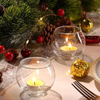 Lamorgift Glass Tealight Candle Holder Set of 12- Round Clear Votive Candle Holders for Table Decor, Party& Wedding Decorations
