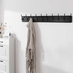 SKOLOO Rustic Wall Mounted Coat Rack, Case of 2, Pine Solid Wood Coat Hook Hanger - 10 Hooks for Hanging Clothes Robes Towels Coats