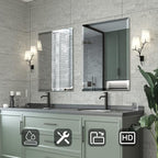 Mirrorons Beveled Mirror, Wall Mirror 24" x 32", Frameless Rectangle Bathroom Vanity Mirror with Beveled Edge, Hangs Horizontally or Vertically. Upgraded Shatterproof Mirror, Bathroom, Gym.