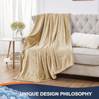 Walensee Fleece Blanket Plush Throw Fuzzy Lightweight (Queen Size 90x90 Tan Camel/Taupe) Super Soft Microfiber Flannel Blankets for Couch, Bed, Sofa Ultra Luxurious Warm and Cozy for All Seasons