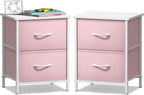 Sorbus Nightstand with 2 Drawers - Kids Bedside Furniture End Table Night Stand - Steel Frame, Wood Top & Easy Pull Fabric Bins - Dresser & Chest for Home, Bedroom Accessories, Office & Dorm (2 Pack)
