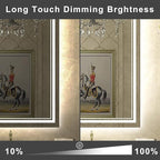36''x24'' Lighted Mirrors for Bathroom Wall Backlit + Front Lit, Rectangular LED Bathroom Mirror Frameless with Lights Anti Fog, Dimmable, 3 Colors,Tempered Glass, Shatter-Proof (Color 1,)