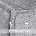 Exclusivo Mezcla Fleece Bed Blanket Queen Size, Super Soft and Warm Blankets for Couch, Sofa and Bed Waffle Textured, Cozy, Fuzzy and Lightweight (Light Grey, 90x90 Inches)