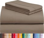 LuxClub 4 PC Full Sheet Set, Breathable Luxury Bed Sheets, Deep Pockets Wrinkle Free Cooling Bed Sheets Machine Washable Hotel Bedding Silky Soft - Dark Khaki Full