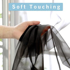 OWENIE Black Sheer Curtains, Sheer Curtains 84 inch Length 2 Panels Set, Rod Pocket Voile Fimly Sheer Drapes for Living Room/Bedroom, 2pcs, Each 42" W x 84" L, Black