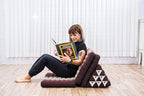 Leewadee 3-Fold Mat XXL with Triangle Cushion – Firm TV Pillow, Foldable Mattress with Cushion Made of Kapok, 67 x 31 inches, Brown Red