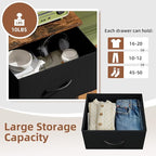 Somdot Dresser for Bedroom with 3 Drawers, Storage Organizer Chest of Drawers with Removable Fabric Bins for Closet Bedside Living Room Laundry Entryway Hallway, Black Rustic Brown