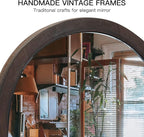 Generic Vanity Table Makeup Mirror-Desk Small Standing Vintage Mirrors 360° Adjustable Rotation, Bronze Wood Framed for Dressing Table,Bedroom, Bathroom,Tabletop,Antique,Desktop 11.8'' x 7.8''