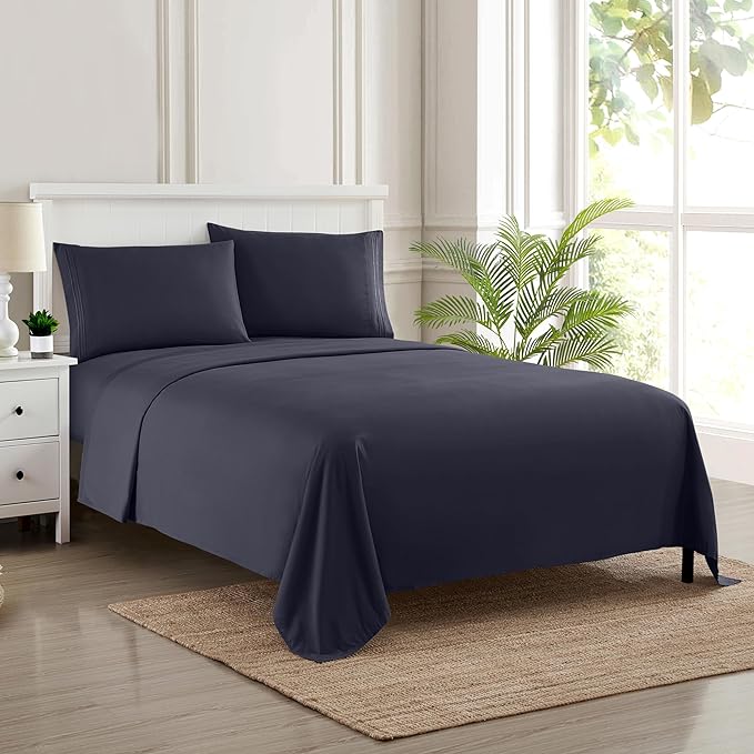 Full Size Sheet Sets - Breathable Luxury Sheets with Full Elastic & Secure Corner Straps Built In - 1800 Supreme Collection Extra Soft Deep Pocket Bedding, Sheet Set, EXTRA DEEP pocket - Full, Navy