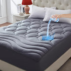Queen Size Mattress Pad Waterproof, Pillow Top Cooling Mattress Topper Cover, Quilted Fitted Mattress Protector Washable, Deep Pocket 8-21" (60x80 inch, Grey)