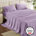 Bedsure King Size Sheets Set, Cooling Sheets for Hot Sleepers, Rayon Derived from Bamboo, Breathable & Soft, Deep Pocket Up to 16 Inches, Hotel Luxury Silky Bedding, Lilac