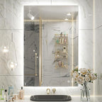 Keonjinn 24 x 36 Inch Backlit Mirror for Bathroom, Anti-Fog Led Mirror, CRI90+ HD Tempered Glass, Stepless Dimmable Lighted Mirror, High Lumen, UL Listed, Waterproof, Horizontal/Vertical