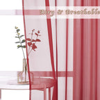 NICETOWN Christmas Sheer Window Curtains for Bedroom - Ring Top Light Weight Diaphanous Voile Drapes for Thanksgiving Day/New Year (54" W x 45" L, Haute Red, 2 Panels)