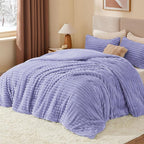 BEDELITE Fleece Queen Comforter Set -Super Soft & Warm Fluffy Lavender Bedding, Luxury Fuzzy Heavy Bed Set for Winter with 2 Pillow Cases