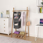 MAX Houser 5 Tier Shelf Hanging Closet Organizer, Cloth Hanging Shelf with 2 Sturdy Hooks for Storage, Foldable (Grey-D2)