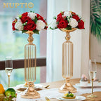 NUPTIO Pcs of 2 Fake Flower Ball Arrangement Bouquet,15 Heads Plastic Roses with Base, Suitable for Our Store's Wedding Centerpiece Flower Rack for Parties Valentine's Day Home Décor (Red & White)