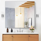 36" x 40"Bathroom Mirror, Silver Rectangle Corner Wall Mirror with Metal Frame, Decorative Rectangular Vanity Mirror for Bedroom Bathroom Living Room Entryway (Horizontal/Vertical)