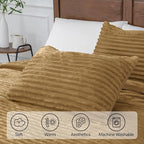 BEDELITE Fleece King Comforter Set -Super Soft & Warm Fluffy Brown Bedding, Luxury Fuzzy Heavy Bed Set for Winter with 2 Pillow Cases