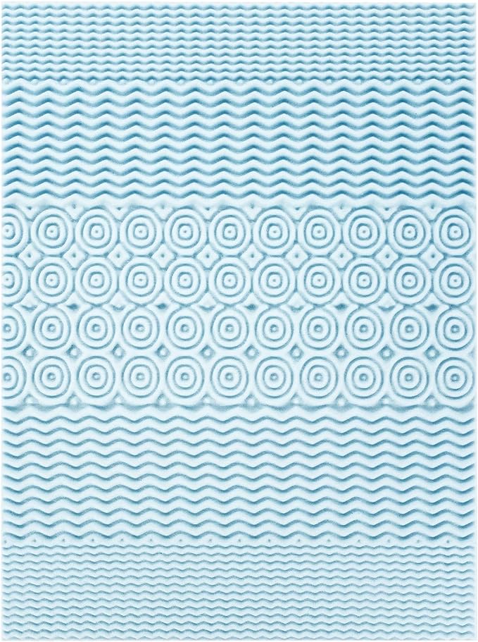 Mellow 4 Inch 5-Zone Memory Foam Mattress Topper, Cooling Gel Infusion, Dorm Essentials, Short Queen Blue
