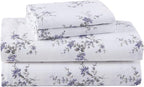 Laura Ashley - Flannel Sheets Full Size, Anti-Pilling & Wrinkle Resistant Cotton, Touchably Soft for All-Season Comfort - Bed Sheets with Matching Pillowcases & Fitted Sheet (Jessika Lavender)