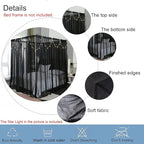Akiky Canopy for Girls Room Bed Curtains Elegant Sheer Curtain for Twin Full Queen King Size Bed Drapes,8 Panels Canopies with Light,Room Décor(Full/Queen,Black)
