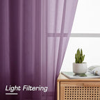 OWENIE Plum Sheer Curtains, Sheer Curtains 84 Inches Long 2 Panels Set, Rod Pocket Voile Fimly Sheer Drapes for Living Room Bedroom, 2pcs, Plum, Each 42" W x 84" L